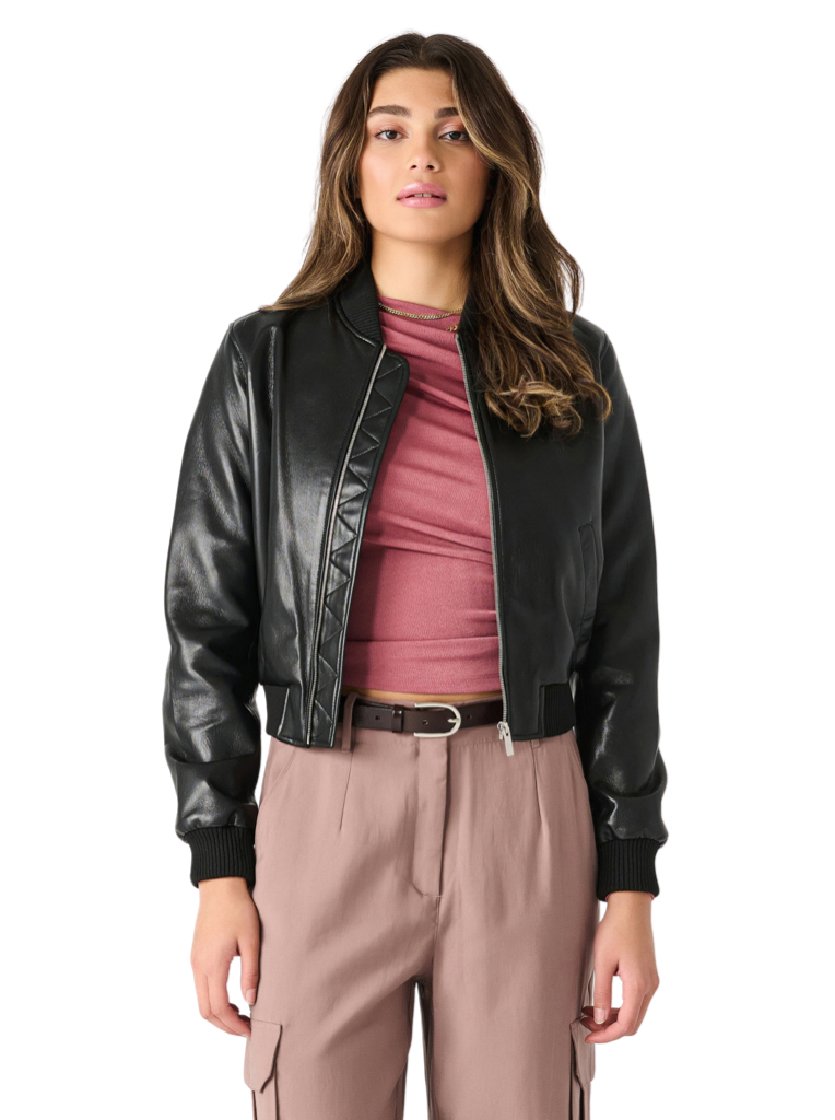 Faux Leather Bomber Jacket by Dex Therapy Clothing Co