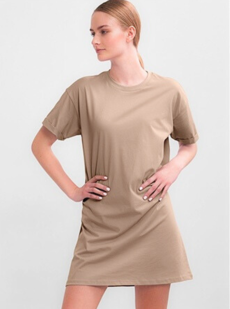 beige t shirt dress Ria Cotton T-Shirt Dress by Pieces – Therapy Clothing & Co