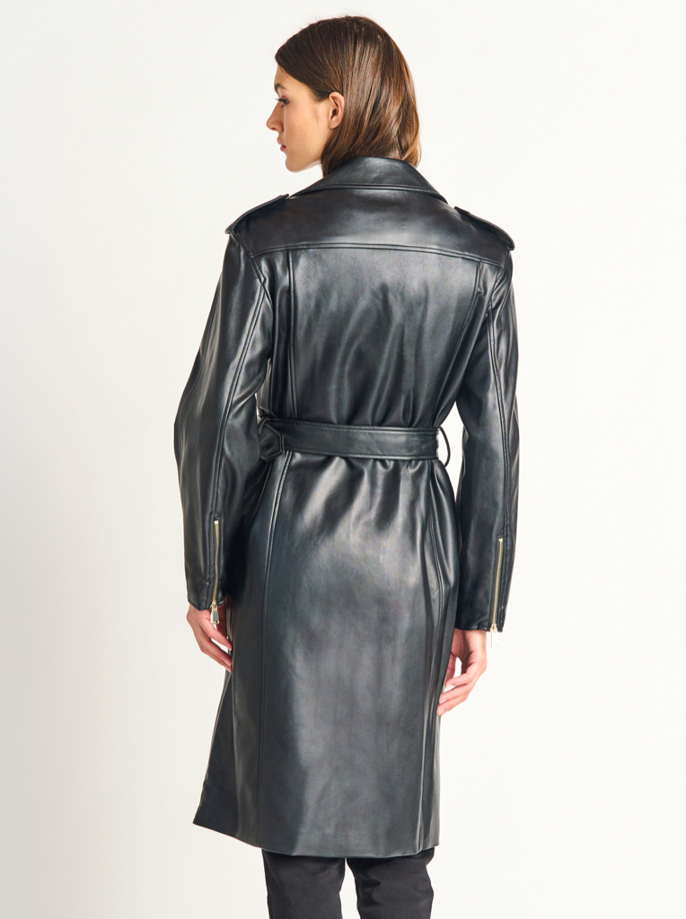 Faux Leather Trench Coat by Dex – Therapy Clothing & Co